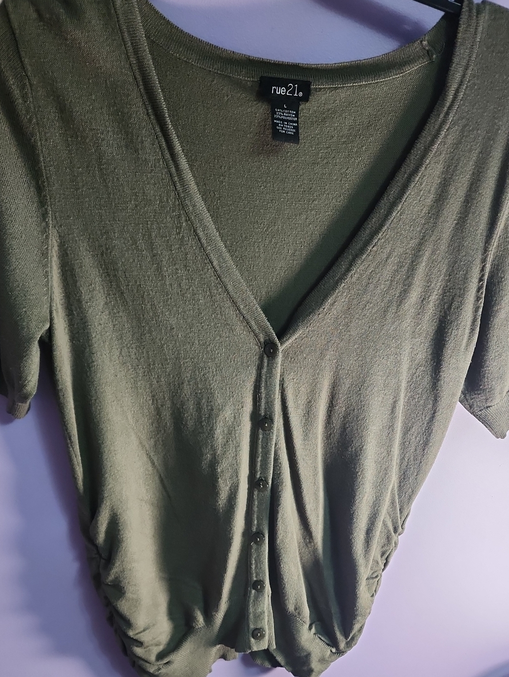 Rue21 Olive Green V-Neck Button Front Bolero